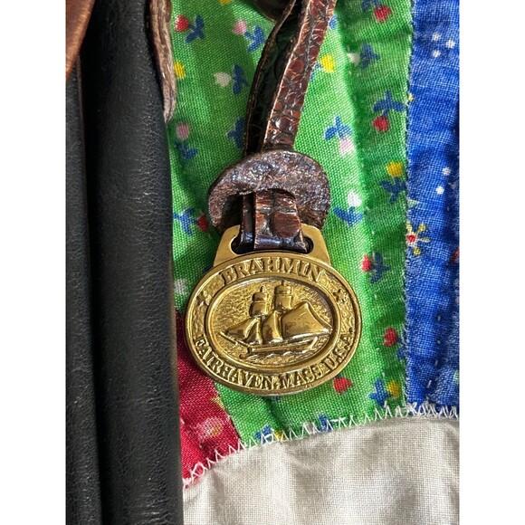 Vintage Brahmin 80's Black/Brown croc strap leather crossbody bag - Picture 3 of 13